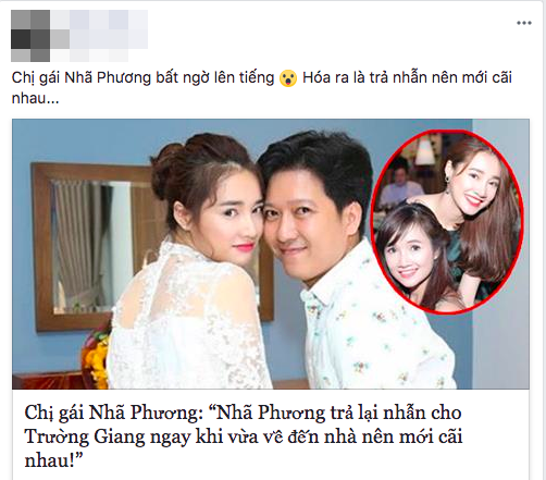 Chuyện chị gái tiết lộ Nhã Phương trả nhẫn, từ chối lời cầu hôn của Trường Giang